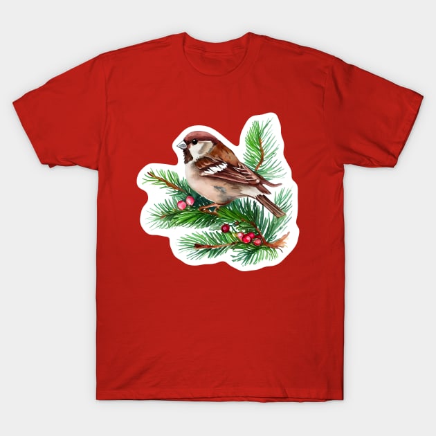 Christmas sparrow T-Shirt by Aimages